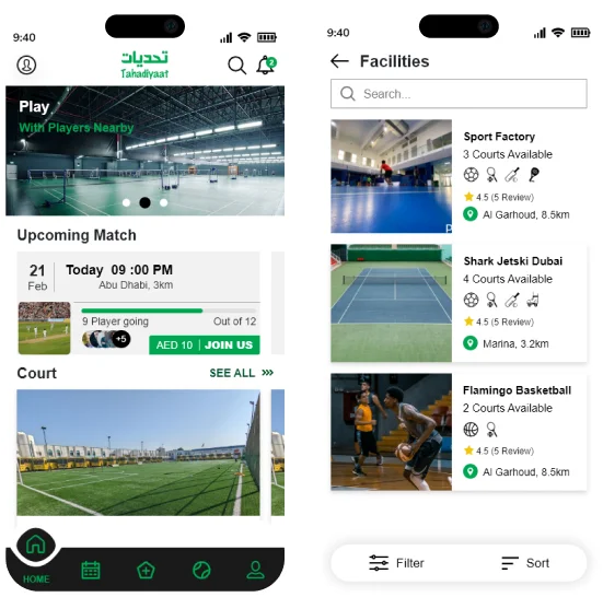 sports club booking mobile app